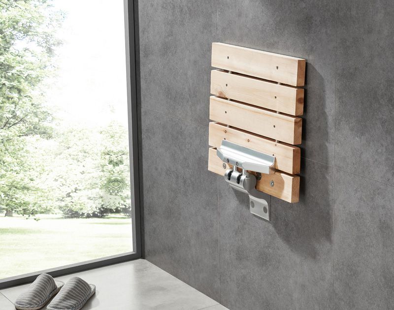Asiento de ducha de madera de pino plegada de pared plegada SA-A450