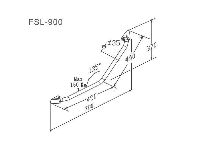 Barra de agarre de ducha angulada FSL-900 para baño-Descripción general profesional
