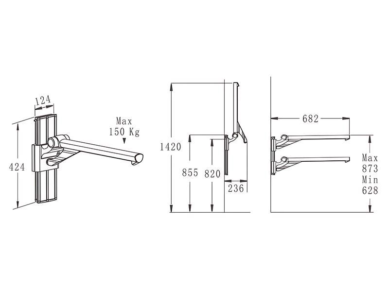 rieles de agarre de ducha ajustables HB-L680 ADA para el baño