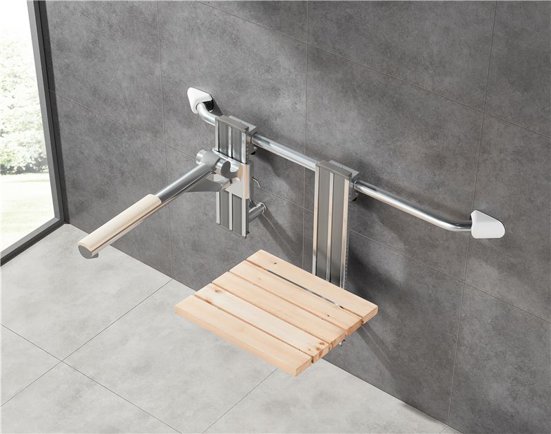 Rieles de agarre colgantes ajustables de cromo HD-L680 con tapa de madera