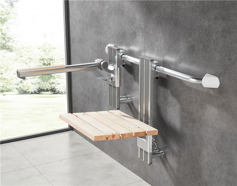 Rieles de agarre colgantes ajustables de cromo HD-L680 con tapa de madera