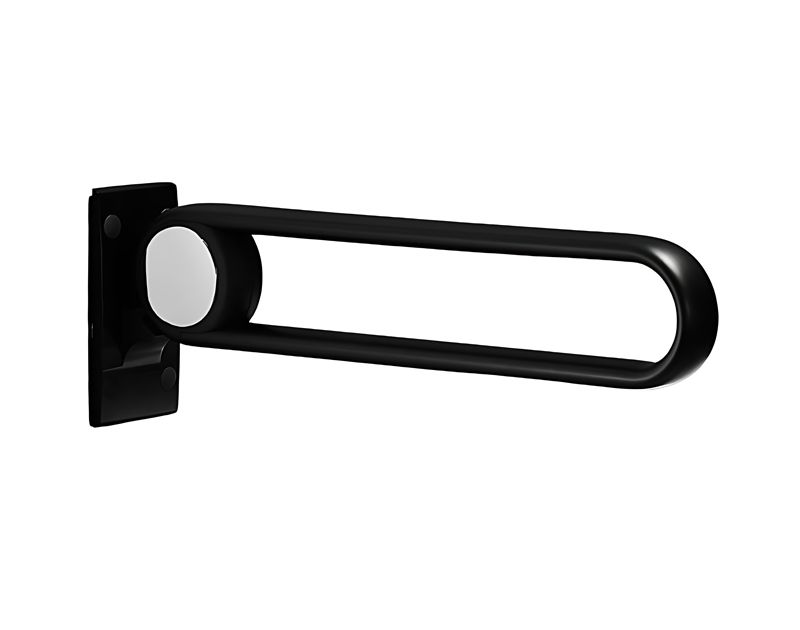 XHA-U622 Rieles de agarre de baño plegables con bisagras con bisagras en forma de U: edición negra anodizada