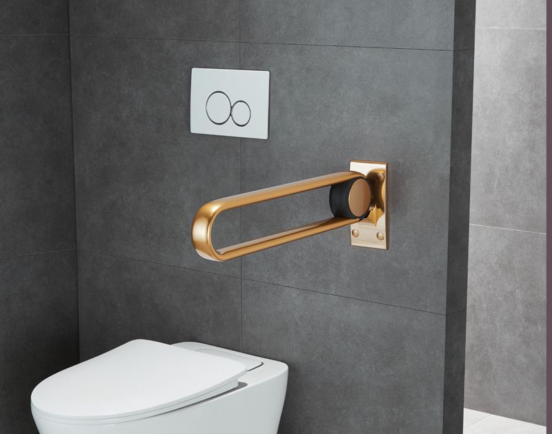 XHA-U622 Gold en forma de oro Riestres de agarre de baño plegables con bisagras: Edición de oro para un baño lujoso