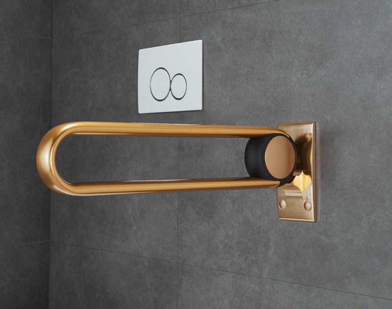 XHA-U622 Gold en forma de oro Riestres de agarre de baño plegables con bisagras: Edición de oro para un baño lujoso