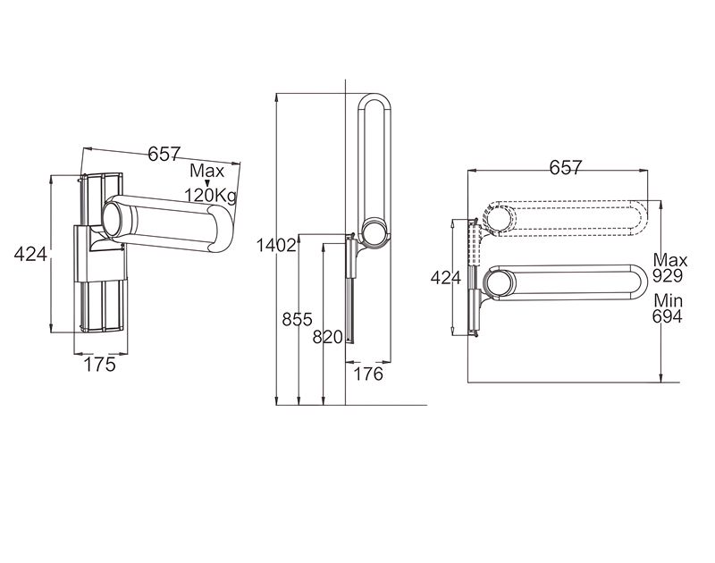 XHB-U658 Riestres de ducha de ducha ajustables en forma de altura en forma de U para baño