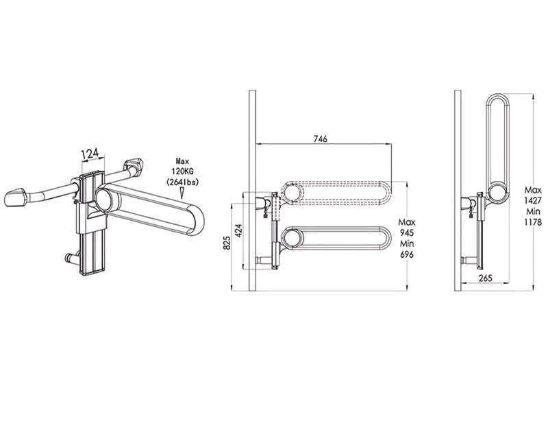 Rieles de agarre colgantes ajustables XHD-U658 para el baño para el baño